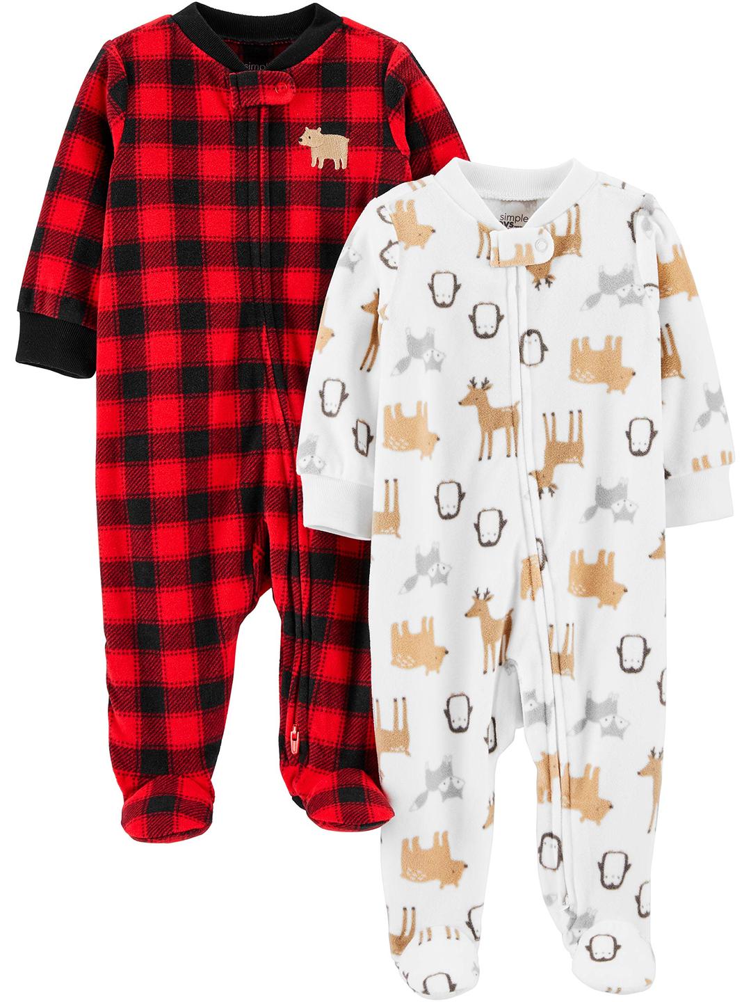 Simple Joys by Carter's Baby Holiday Fleece Footed Sleep and Play, Pack of 2