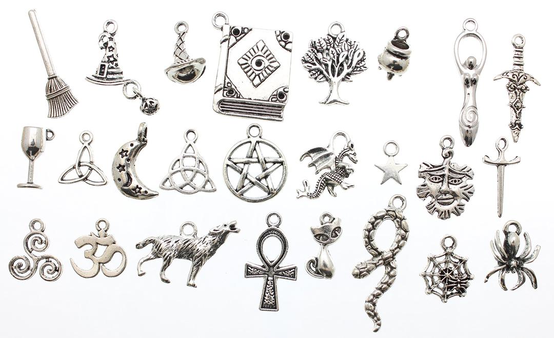 Pagan Wiccan Metal Charms Silver 1253 50pcs Jewelry Making Charms for Charm Bracelets