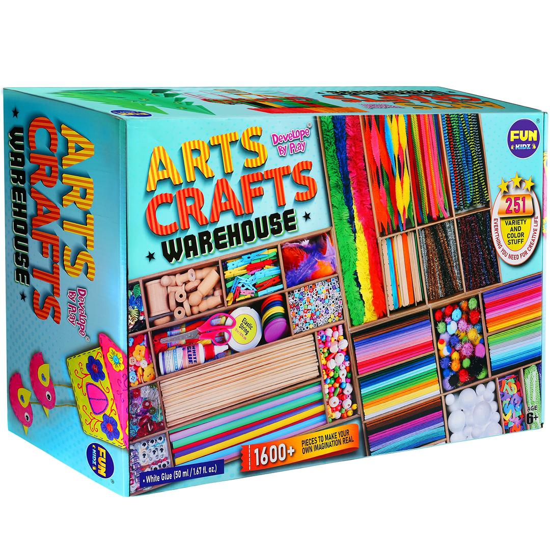 3 Layers Jumbo Arts and Crafts Supplies Warehouse, Biggest Chest Box 17.91Wx12.4L Includes 1600+ Giant Craft Materials Kit for Kids 6-12 Creative Toys Birthday Gift for Preschool Girls and Boys