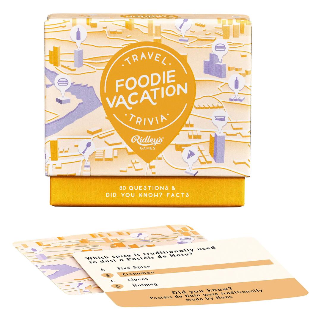 Ridley'sFoodie Vacation Trivia Card Game – Trivia Game for Adults and Kids – 2+ Players – Includes 80 Questions and Bonus Facts – Fun Quiz Cards, Makes a Great Gift