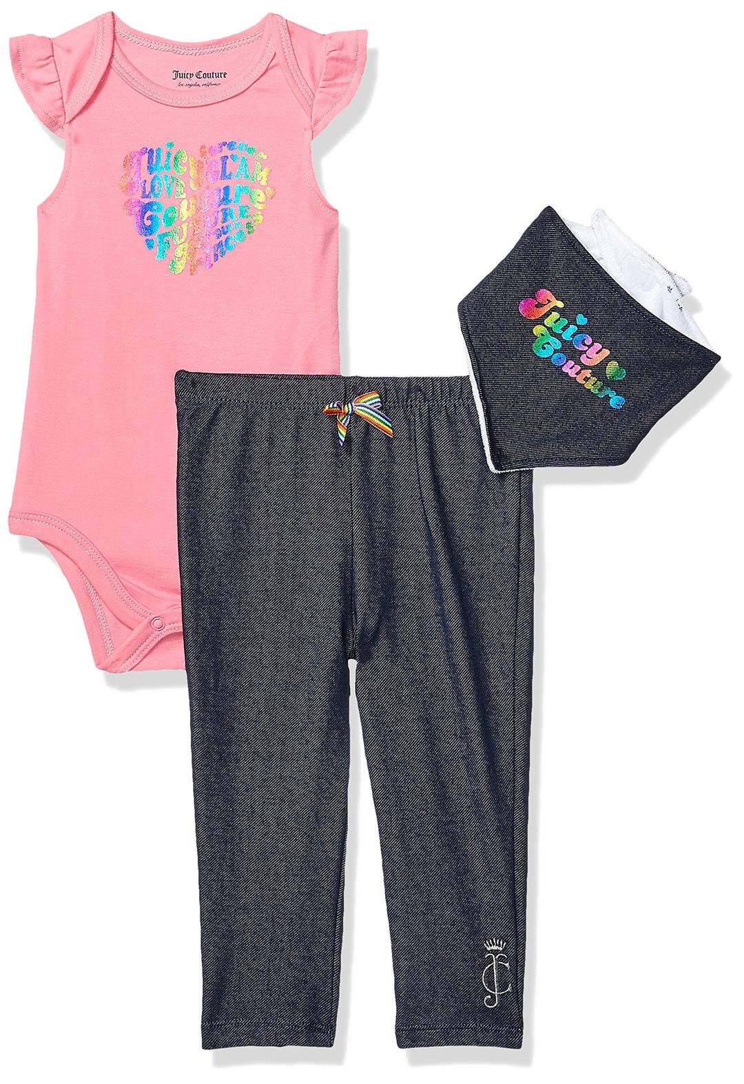 Juicy Couture Baby Girls 2 Pieces Bodysuit Pants Set