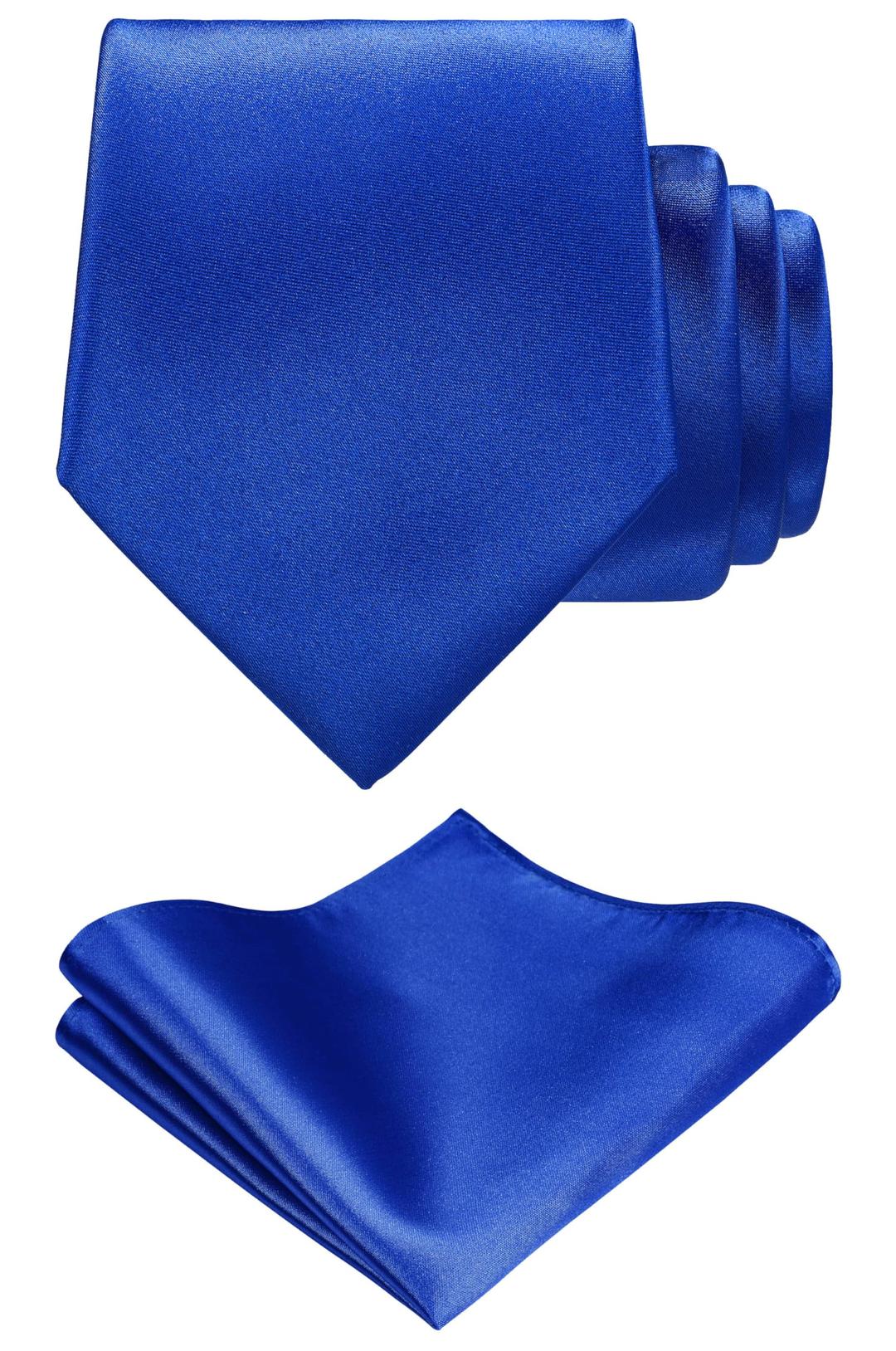 Tie G U StyleTIE G Solid Satin Woven dyed Color Formal Necktie and Pocket Square Sets in Gift Box