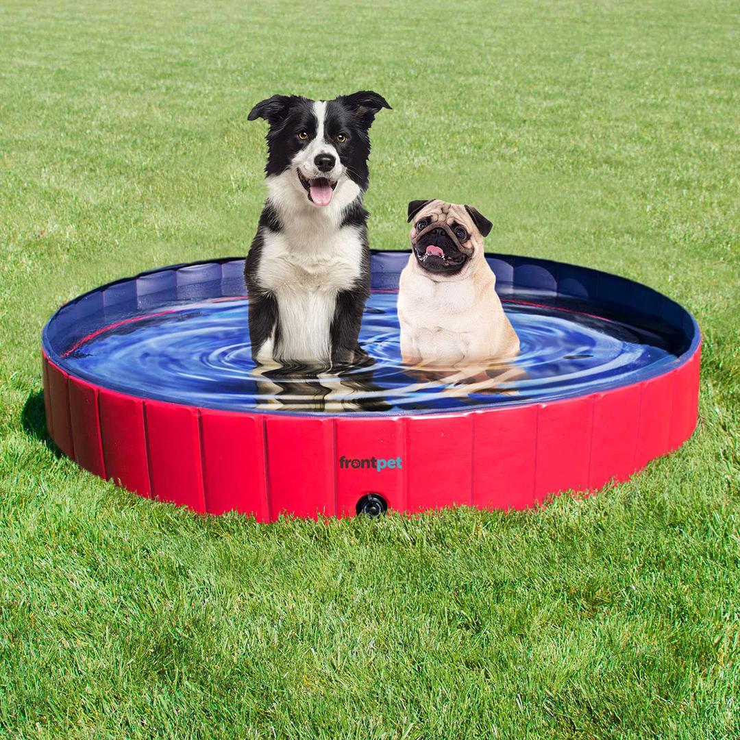 Frontpet XL Foldable Dog Pool - 60" Width Swimming Pools for Large Dogs, Kiddie Pool & Dog Bath Tub, Non-Slip Scratch Resistant Hard Plastic Shell Dog Pool, Portable Pet Pool for Dogs, Pets & Kids