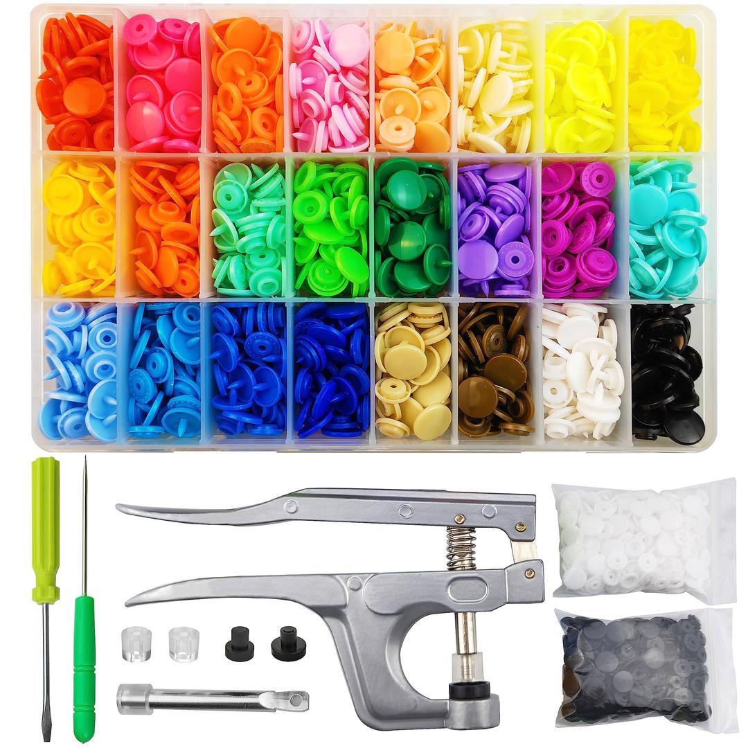 Plastic Snaps with Snap Pliers, 460 Sets 24-Colors Snap Buttons for Sewing, Snap Fasteners Kit for Sewing, Clothing, Crafting