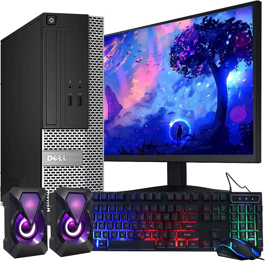 Dell OptiPlex Computer Desktop PC, Intel Core i5 3rd Gen 3.2 GHz, 16GB RAM, 2TB HDD, New 22 Inch LED Monitor, RGB Keyboard and Mouse, WiFi, Windows 10 Pro (Renewed)