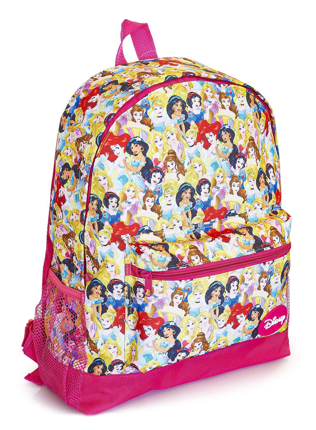 Disney Princess Large Backpack with Princesses Cinderella, Jasmine, Rapunzel, Ariel, Snow White and Belle, Kids Disney Bag for School Or Travel, Pink Girls Rucksack, Birthday Gift Idea Girls, Teens