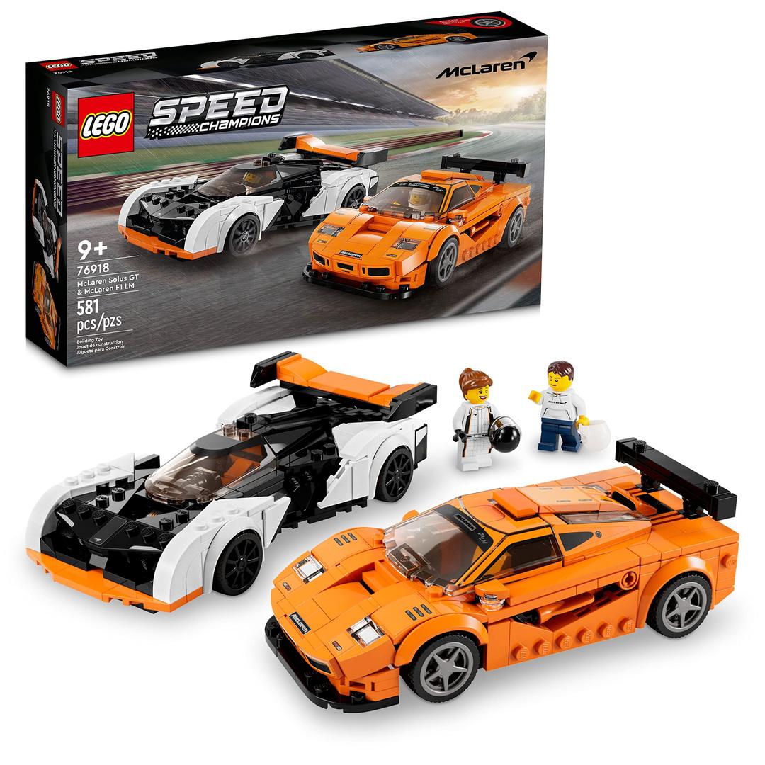 LEGOSpeed Champions McLaren Solus GT & McLaren F1 LM 76918, Featuring 2 Iconic Race Car Toys, Hypercar Model Building Kit, Collectible 2023 Set, Great Kid-Friendly Gift for Boys and Girls Ages 9+