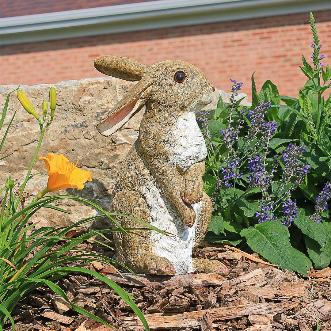 Design ToscanoQM200681 Hopper The Bunny Standing Rabbit Outdoor Garden Statue, 6 Inches Wide, 6 Inches Deep, 11 Inches High, Full Color Finish