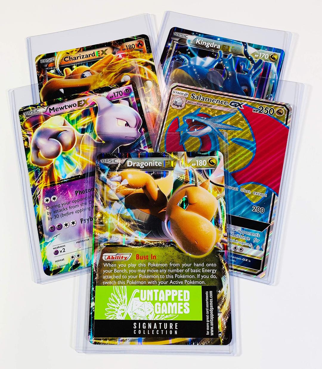 5 Oversized Jumbo Pokemon Cards in TOP LOADERS! EX GX Legendary Full Art Untapped Games