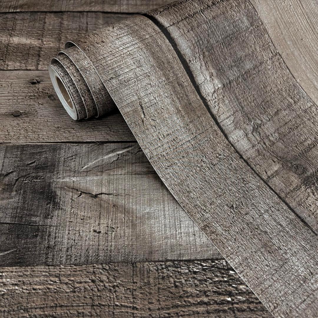 Livebor Shiplap Wood Peel and Stick Wallpaper Gray Wood Contact Paper 17.7”x 120” Vintage Wood Wallpaper Peel and Stick on Wallpaper Self Adhesive Wooden Removable Wall Paper Contact Paper for Walls