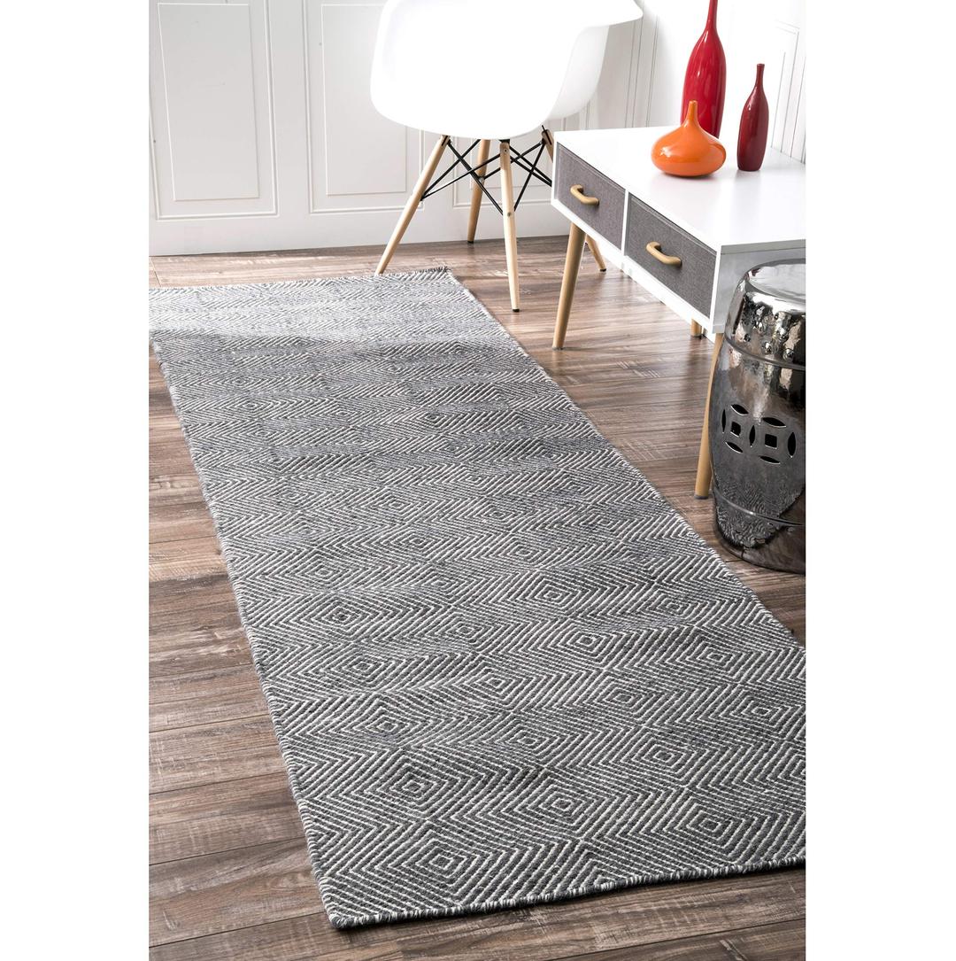 nuLOOM Hand Woven Ago Wool Runner Rug, 2' 6" x 10', Grey