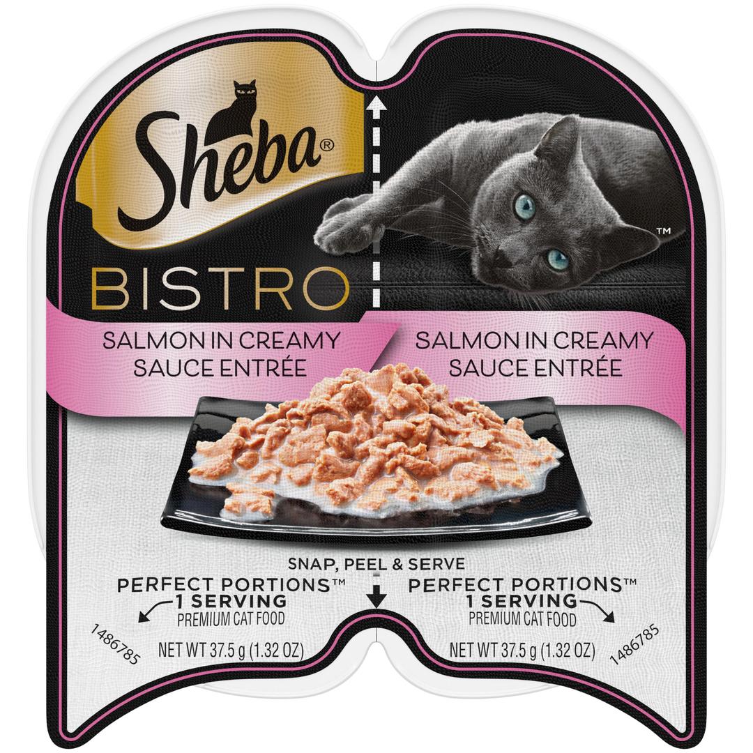 Sheba Perfect PORTIONS Bistro Adult Wet Cat Food, Salmon in Creamy Sauce Entree, (24) 2.6 oz. Twin-Pack Trays