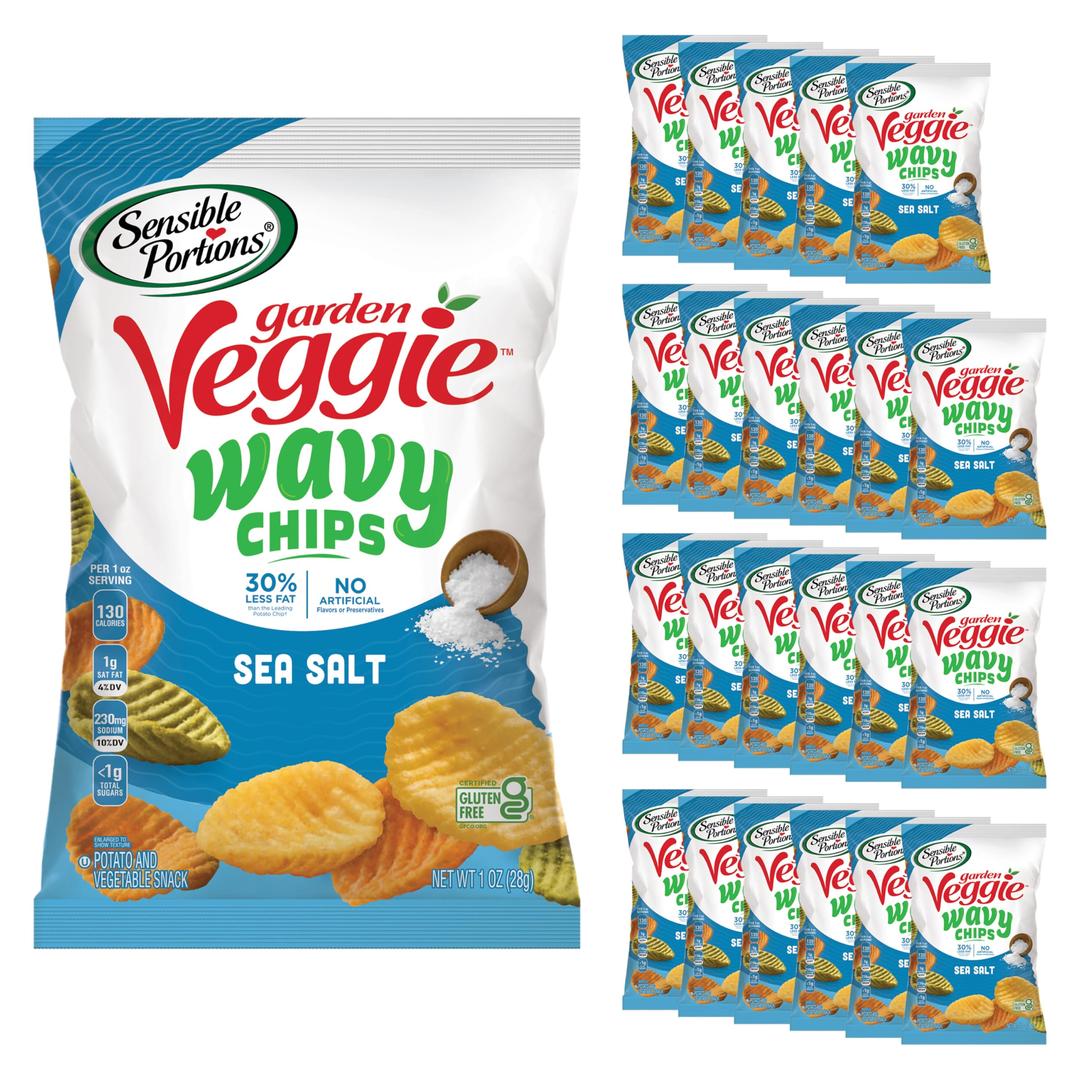 Sensible PortionsGarden Veggie Wavy Chips, Sea Salt, Snack Size, 1 Oz (Pack of 24)