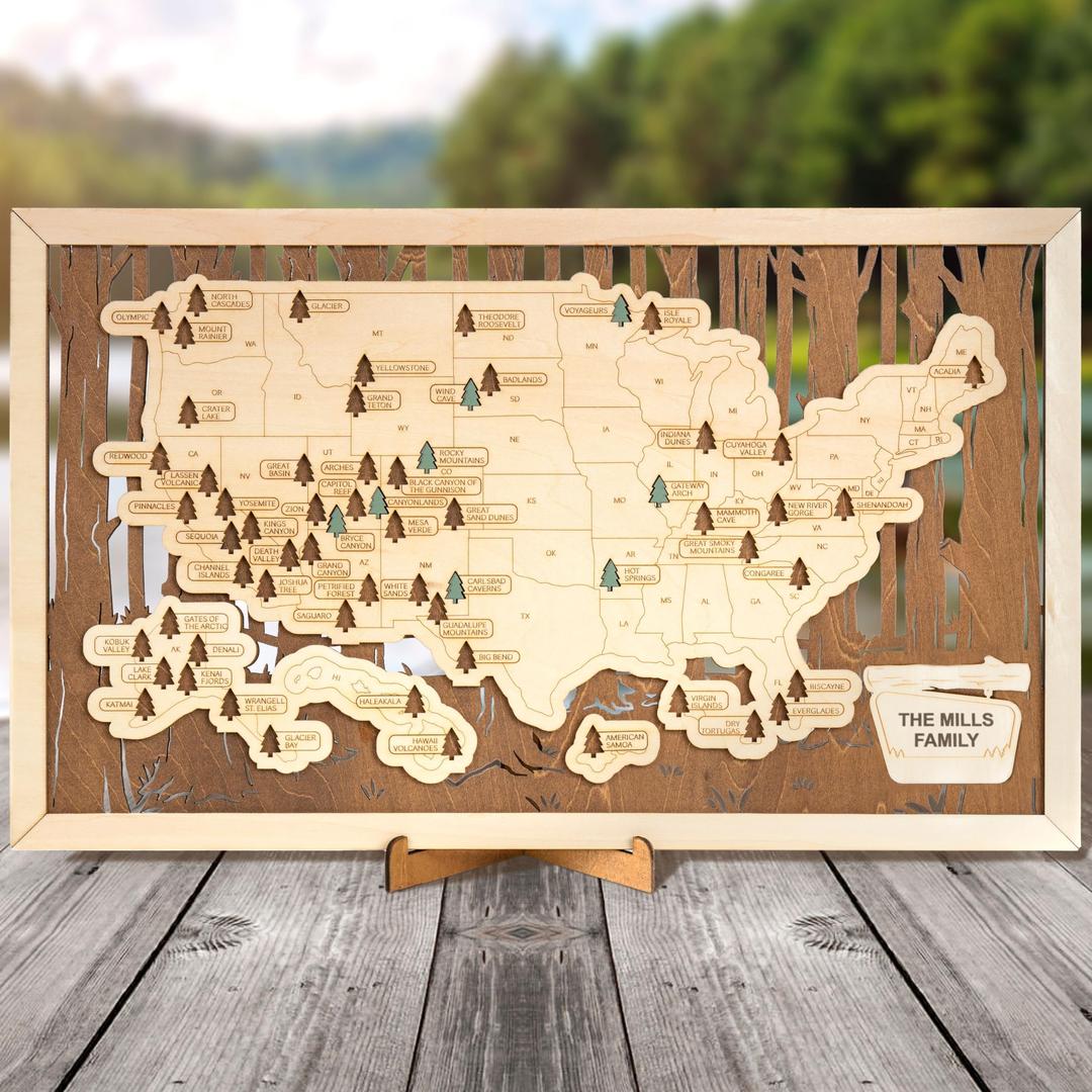 US National Parks Map, National Park Travel Map, National Park Tracker Checklist, National Parks Wall Art, Traveler Gifts For Mom, Dad, Teacher, Coworker (National Park 2)