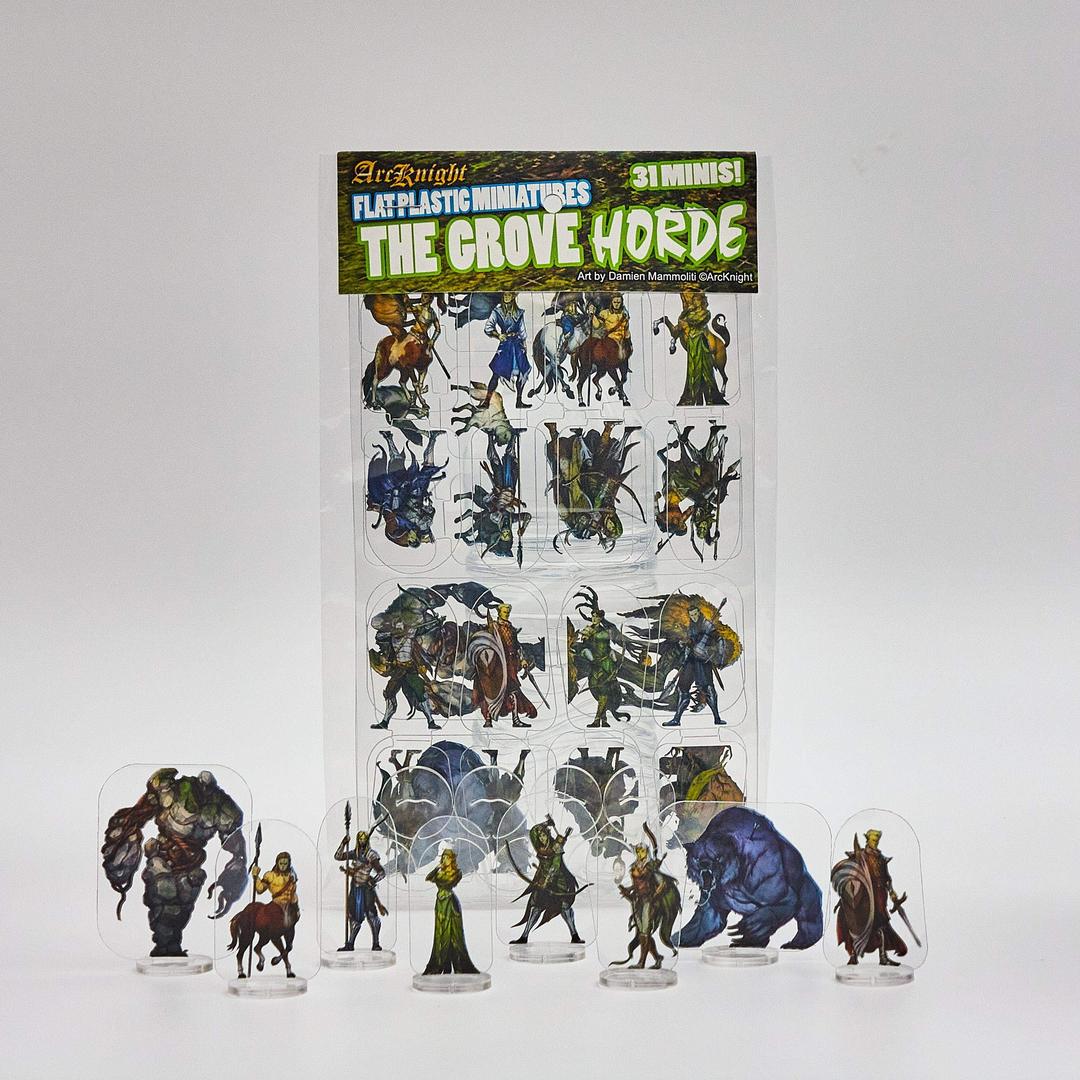 ArcknightFlat Plastic Miniatures: The Grove Horde; 31 Unique Forest-Themed Enemy Minis for DND 5e and Pathfinder; Affordable, Skinny Figurines for Dungeons and Dragons and Other Tabletop RPG Games