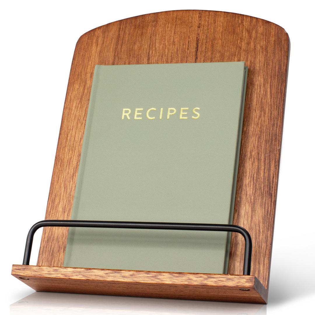 Beautiful Cookbook Stand for Your Kitchen Counter - Solid Wood Stand Easily Keeps Cook or Recipe Books Open for Convenient Cooking - Perfectly Fits Your iPad/Tablet and Enhances Any Kitchen Decor