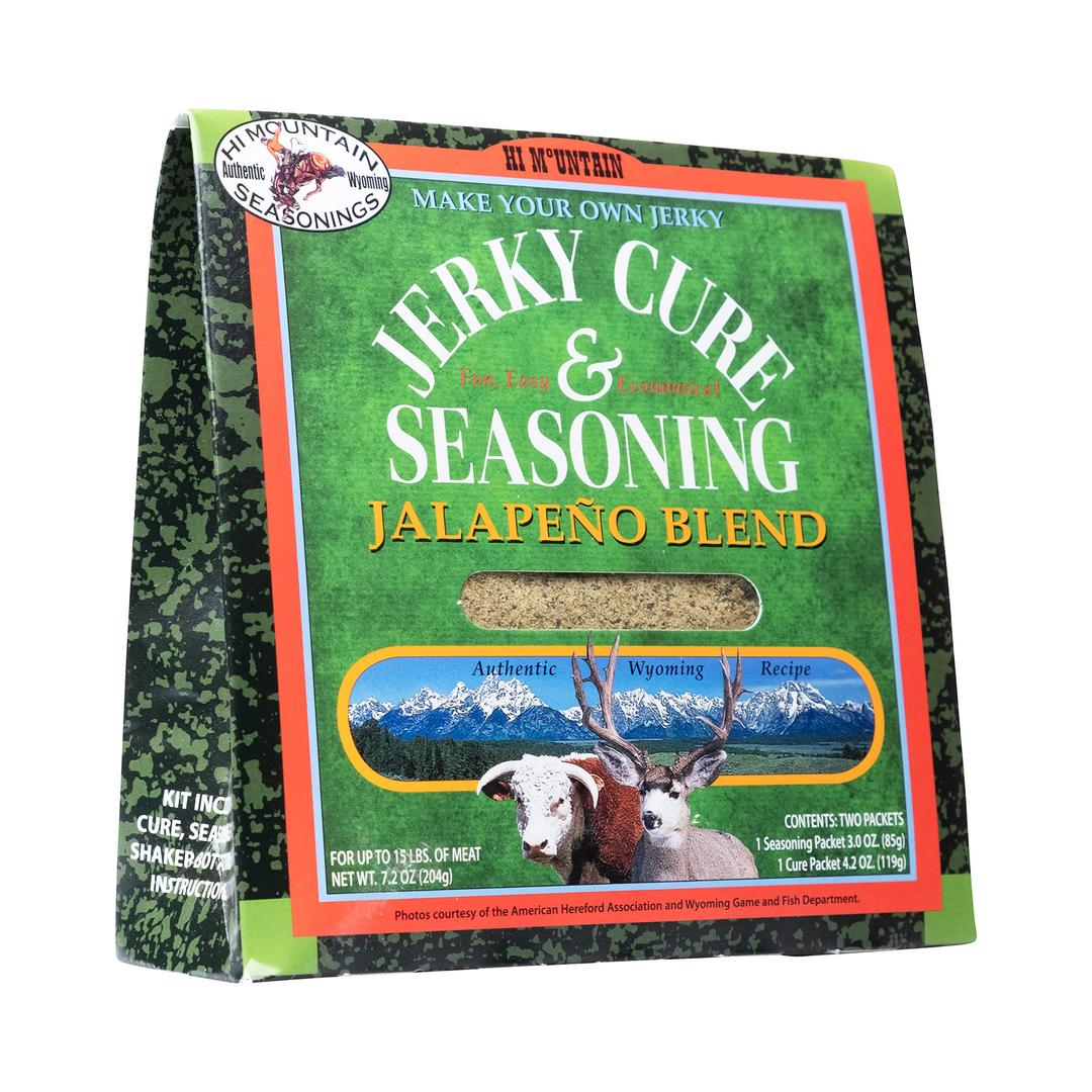 Hi MountainJerky Seasoning and Cure Kit | JALAPENO BLEND | Create Savory Homemade Beef Jerky | Great for Beef, Deer, Elk, & Venison | Mix will Season up to 15lbs. of Meat (1 Box)