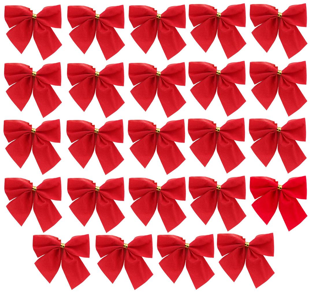 Toyland2 x 12 Red Velvet Ribbon Bows - Xmas Tree Decoration Presents - Arts Crafts