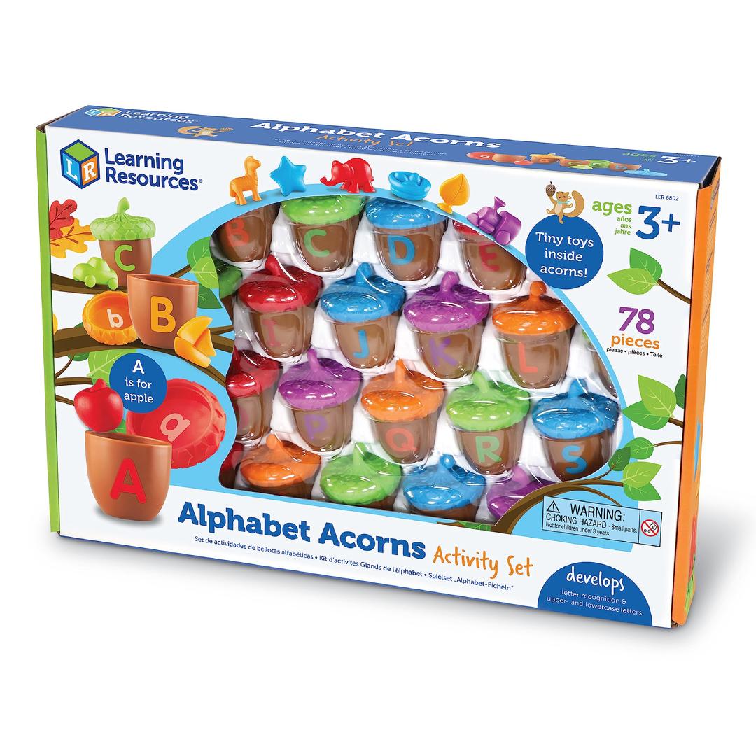 Learning ResourcesAlphabet Acorns Activity Set, Develops Letter Recognition, Educational Toys for Toddlers, Homeschool, Visual & Tactile Learning Toy, 78 Pieces, Ages 3+