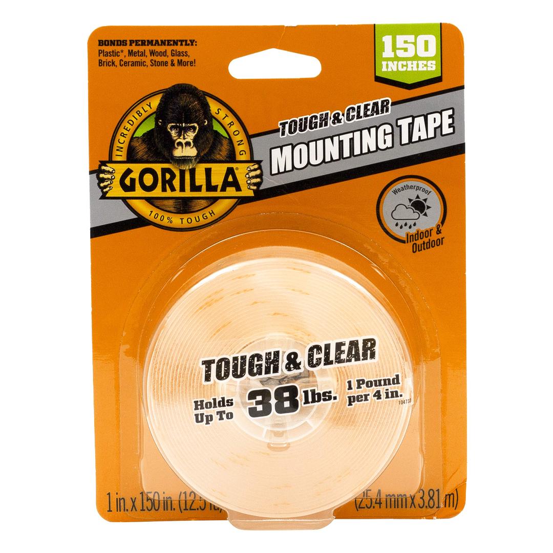 Gorilla Tough & Clear Double Sided Adhesive Mounting Tape; Extra Large; 1" x 150"; Clear; (Pack of 1)