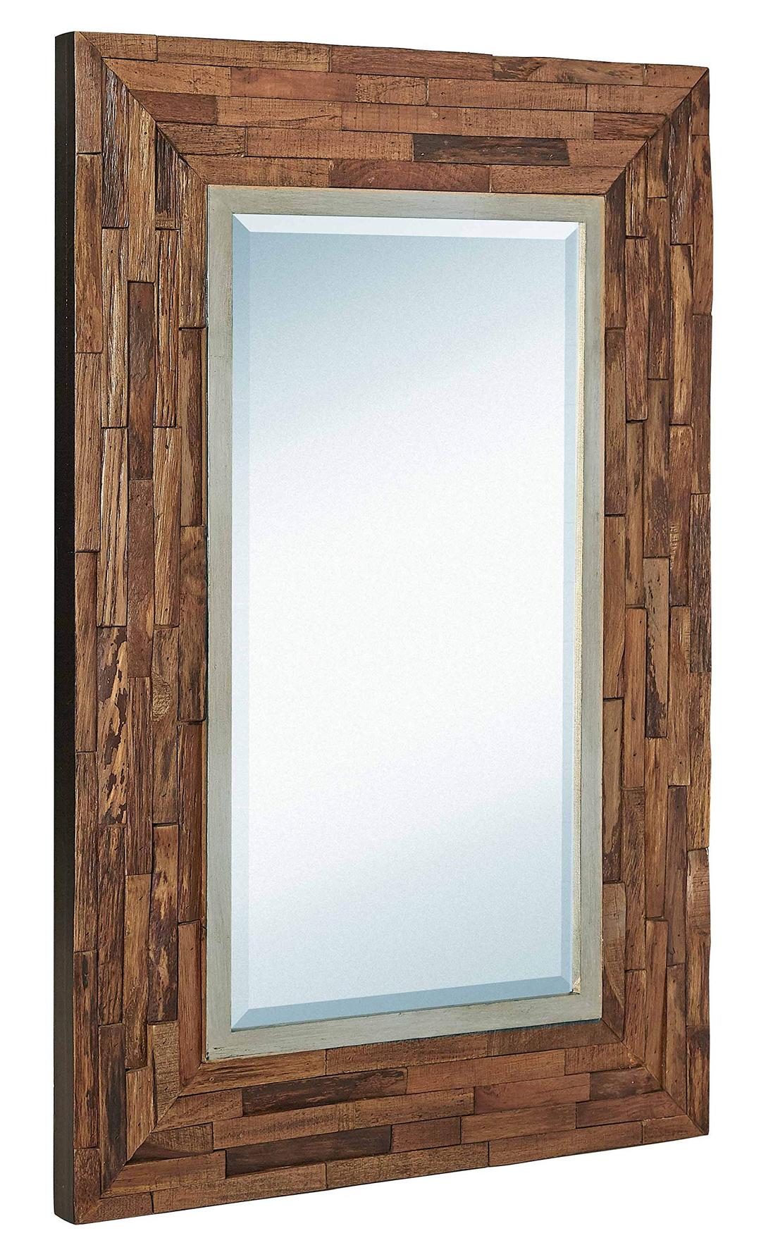 Hamilton Hills 24" x 36" Vanity Brown Framed Wood Rectangular Wall Mirror | Rustic Natural Wood Framed Mirror | Solid Construction Glass| Vanity, Bedroom, or Bathroom | Hangs Horizontal or Vertical