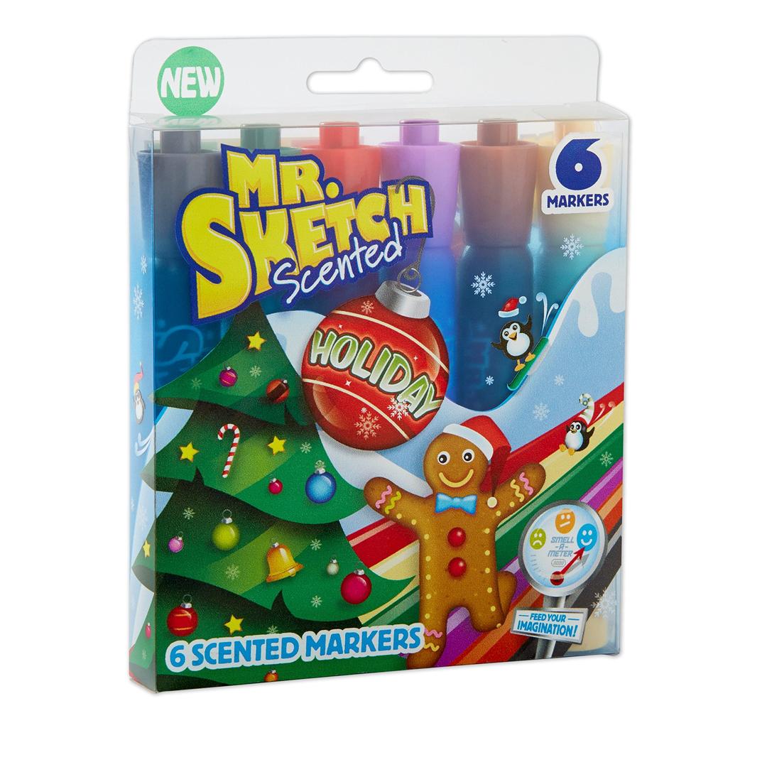 Mr. Sketch Scented Markers, Chisel Tip, Holiday Colors , 6-Count