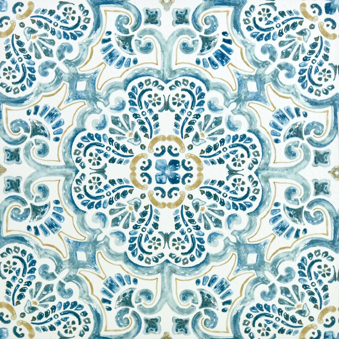 FloorPopsFP2477 Fontaine Peel & Stick Floor Tiles, Blue