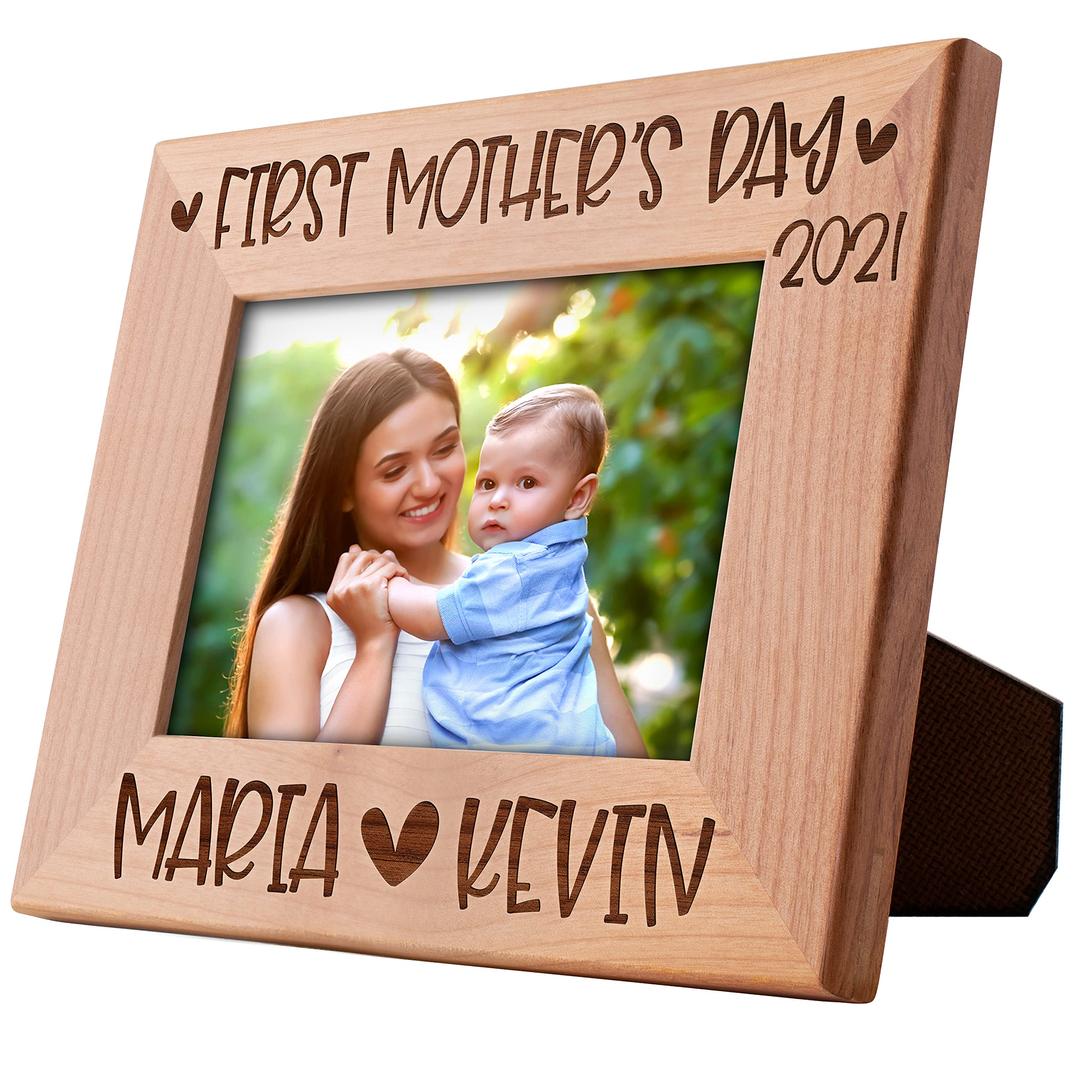 Gifts for Mom, Personalized First Mothers Day Picture Frame with Names, Date | 4 Designs, 4x6-5x7 | 1st Mom Gift from Husband, Daughter, Son - Mom Gifts from Sister, Brother - 1st Mothers Day