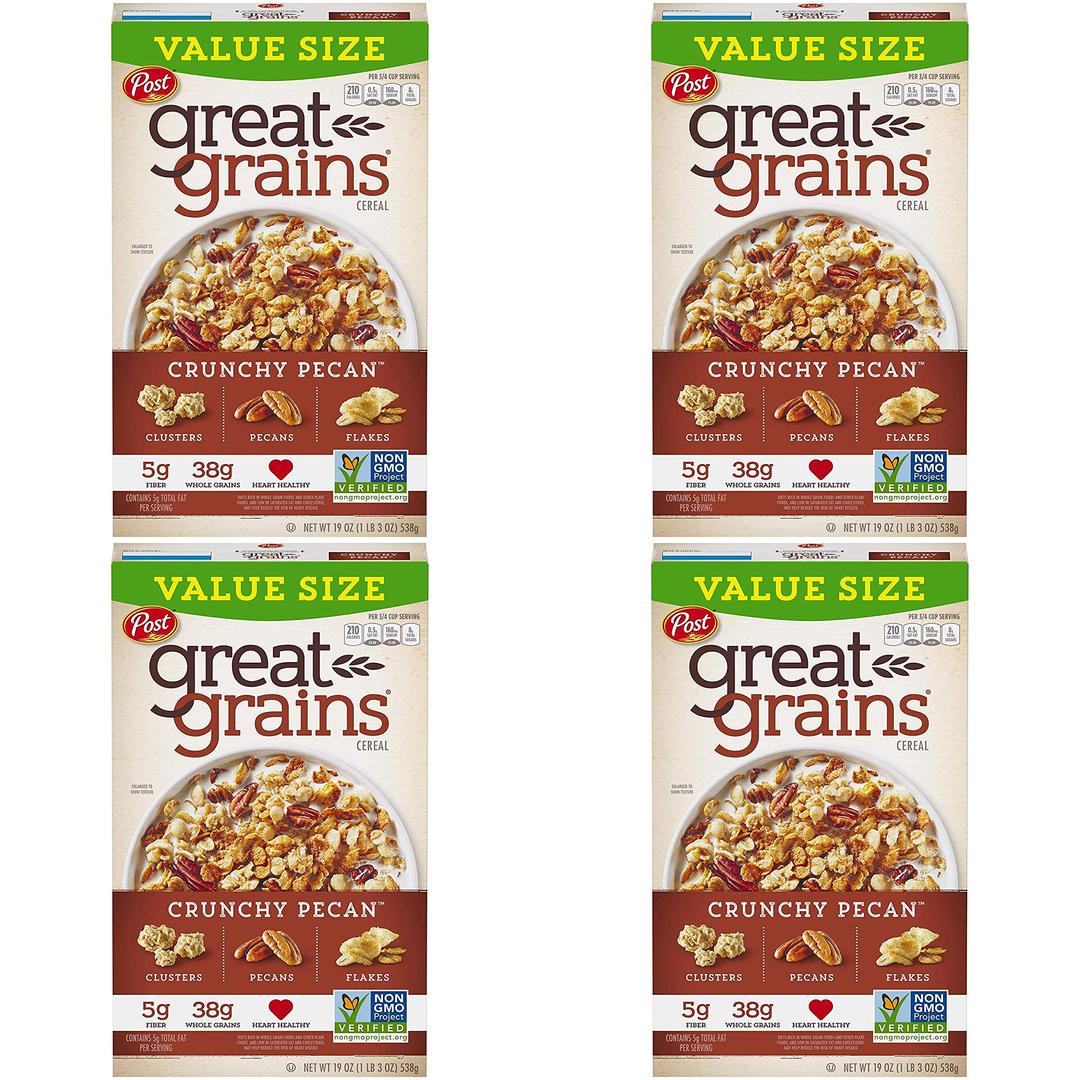 Post Selects Cereal, Great Grains Crunchy Pecan, 16 oz (Pack of 4) Pack of 4