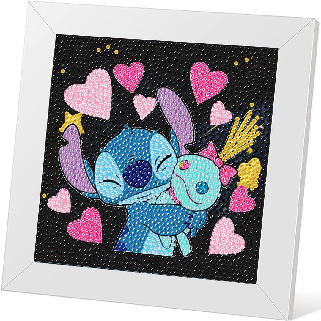 Stitch Diamond Painting Kits for Kids with Frame,Cartoon Diamond Art for Kids Ages 4-8-12,Easy Kids Gem Art Kit with Beautiful Package for Gift Home Wall Decor(7x7inch)