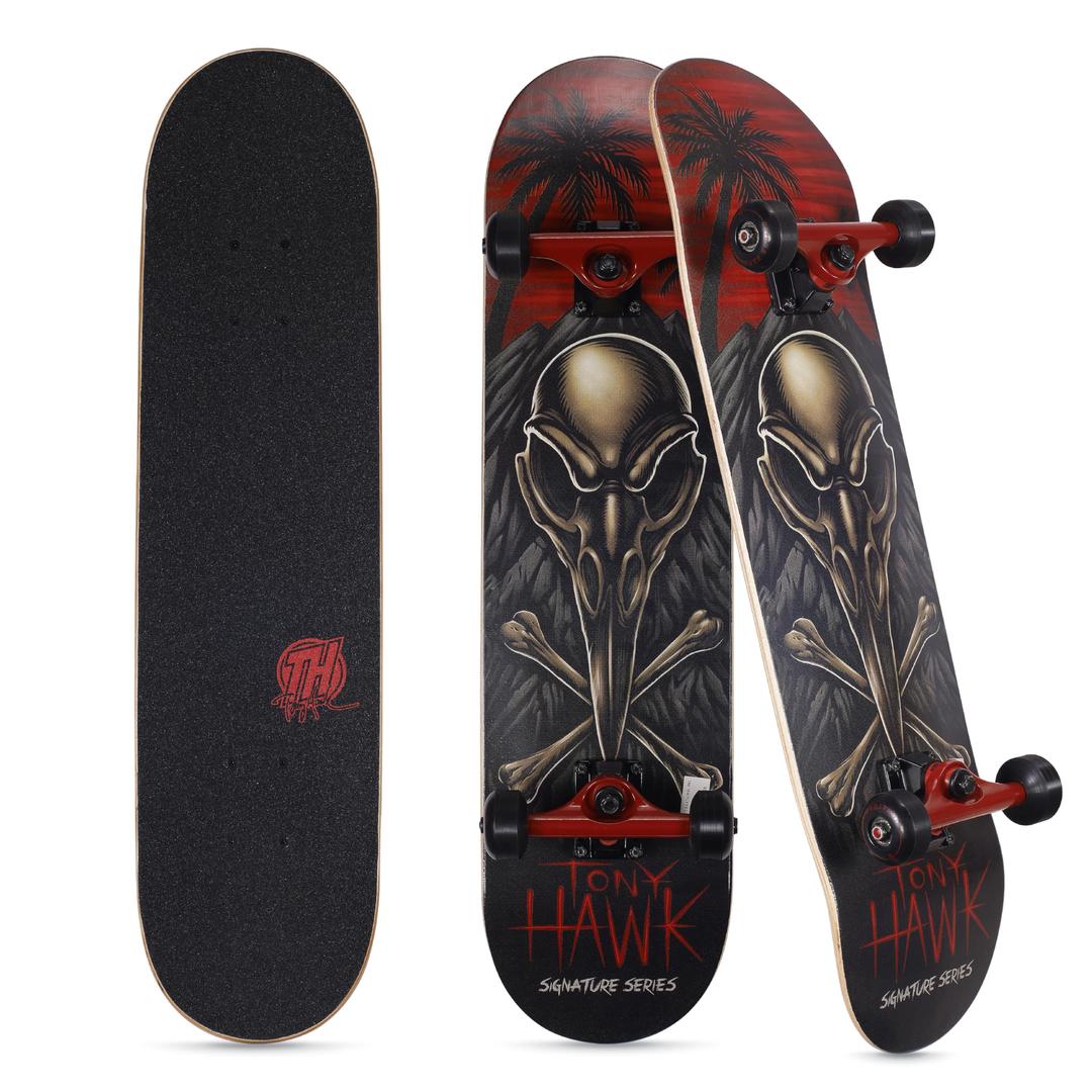 Tony Hawk 31 inch Skateboard, Tony Hawk Signature Series 4, 9-ply Maple Deck Skateboard for Cruising, Carving, Tricks and Downhill, Crossbones