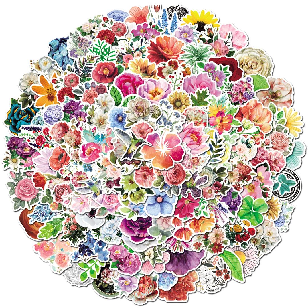 200PCS Flower Stickers Pack Vinyl Decals for Water Bottles Hydroflask Book MacBook Laptop Phone Case