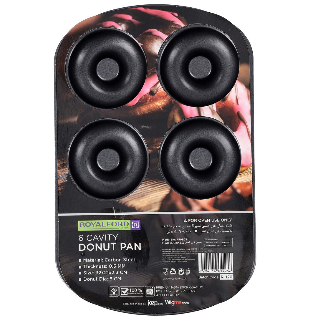 Royalford 6 Cavity Donut Pan, Dark Grey 1X24, RF9903