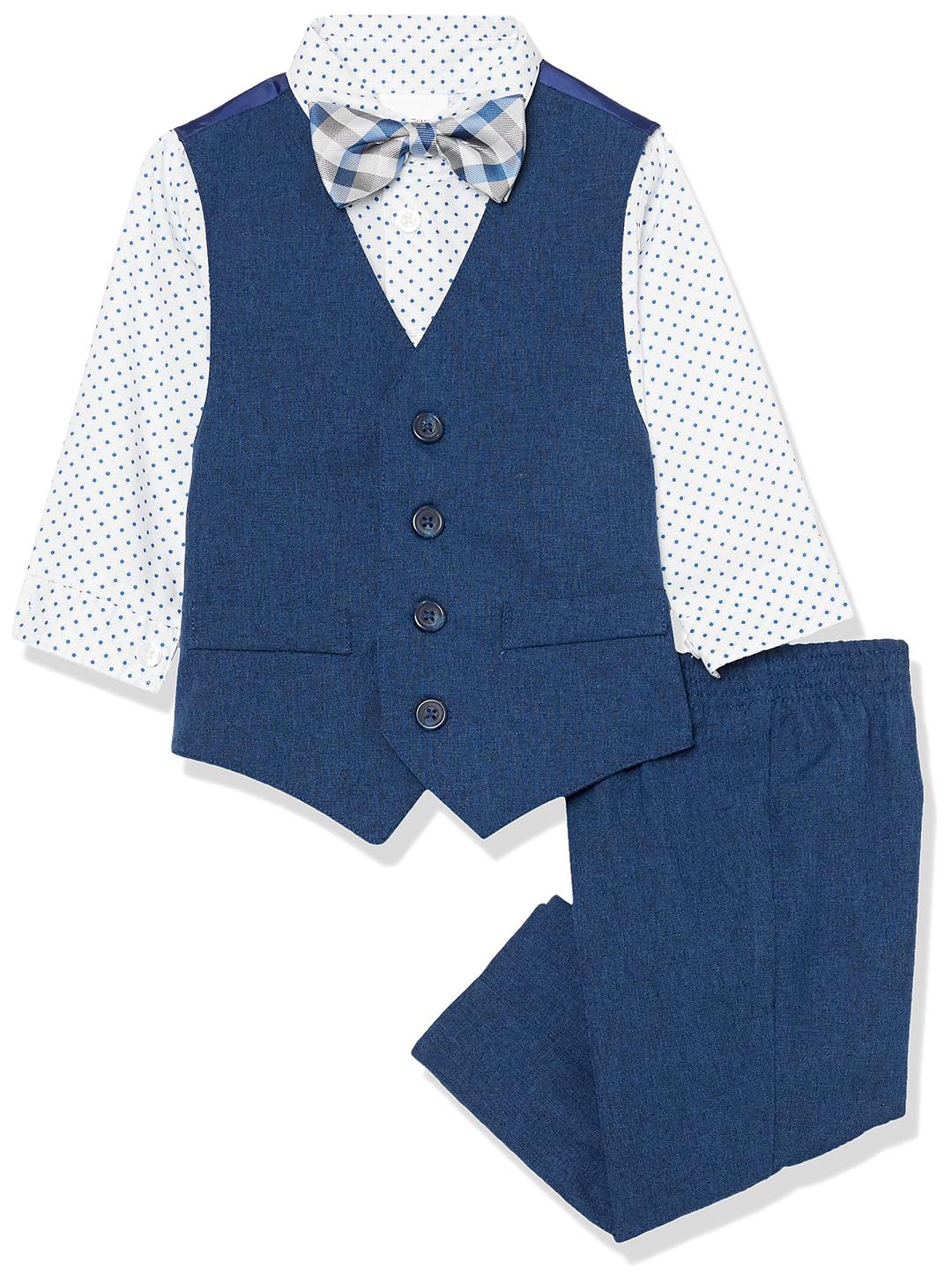 Van HeusenBaby Boys' 4-Piece Formal Set, Vest, Pants, Collared Dress Shirt, and Tie