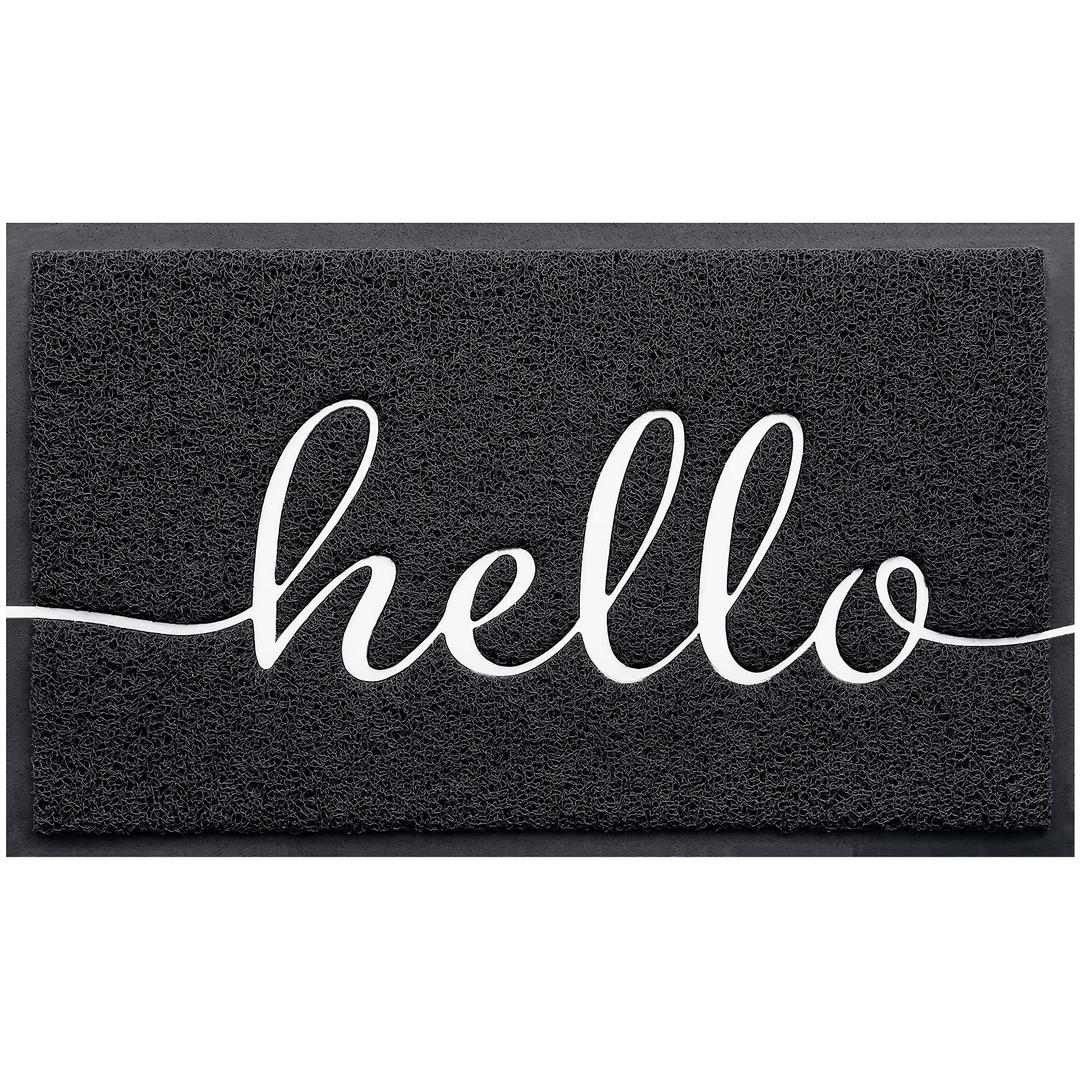 BeneathYourFeet Door Mat (30"x17.5",Black), Welcome Mat Low Profile Floor Mat Front Doormat Non Slip Mats for Entryway, Patio, High Traffic Areas