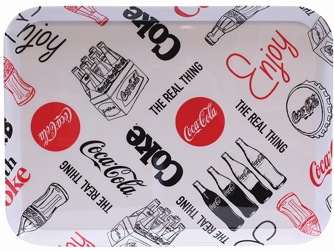 Tablecraft Coca-Cola Melamine Serving Tray, black & White Graphic Design