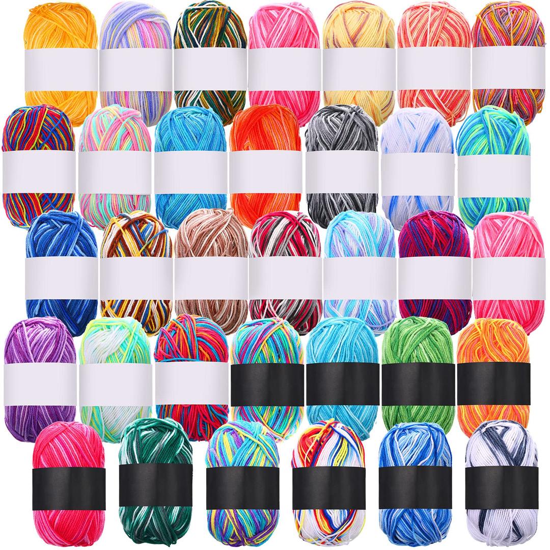 34 Rolls Acrylic Yarn for Crocheting Colorful Knitting Yarn Multi Colored Yarn Soft Rainbow Yarn Crochet Yarn for Crocheting and Knitting Craft Project