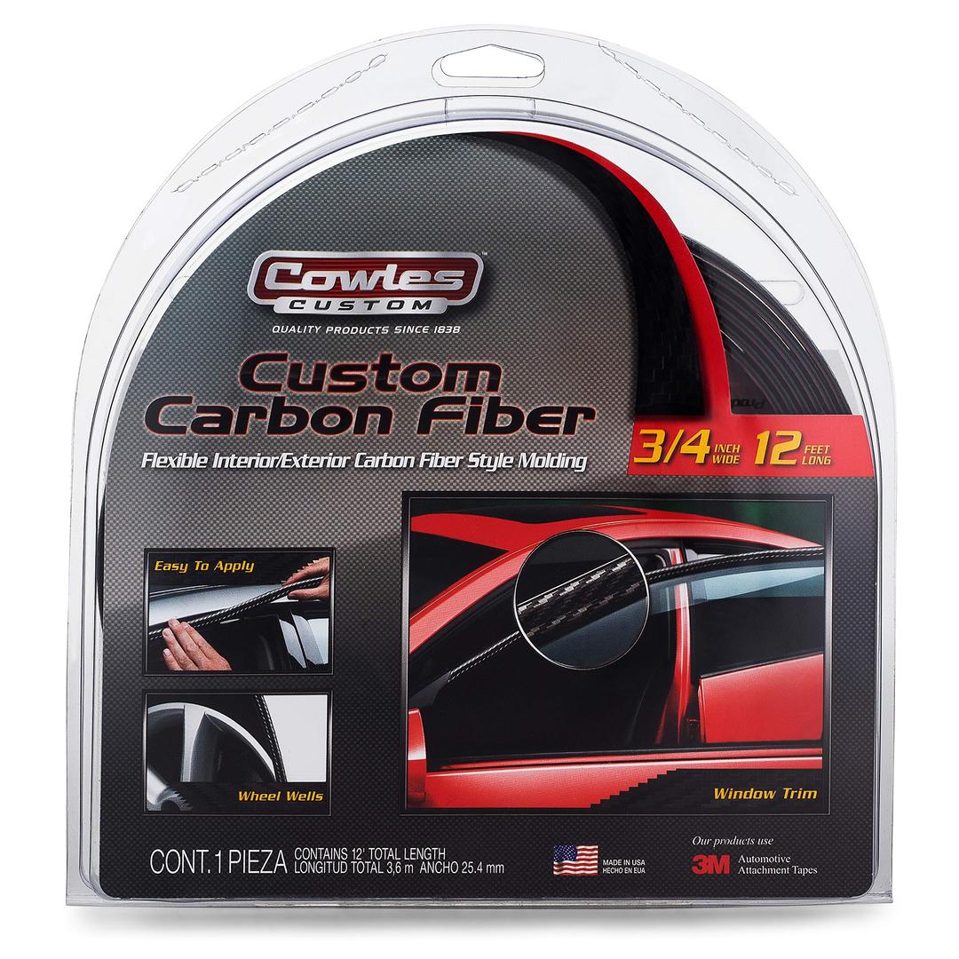 Cowles Custom - Premium Universal Body Molding for All Vehicles - Easy Install, Carbon Fiber Style Finish, 3/4" by 12 ft, UV Protected, Long Lasting Flexible PVC