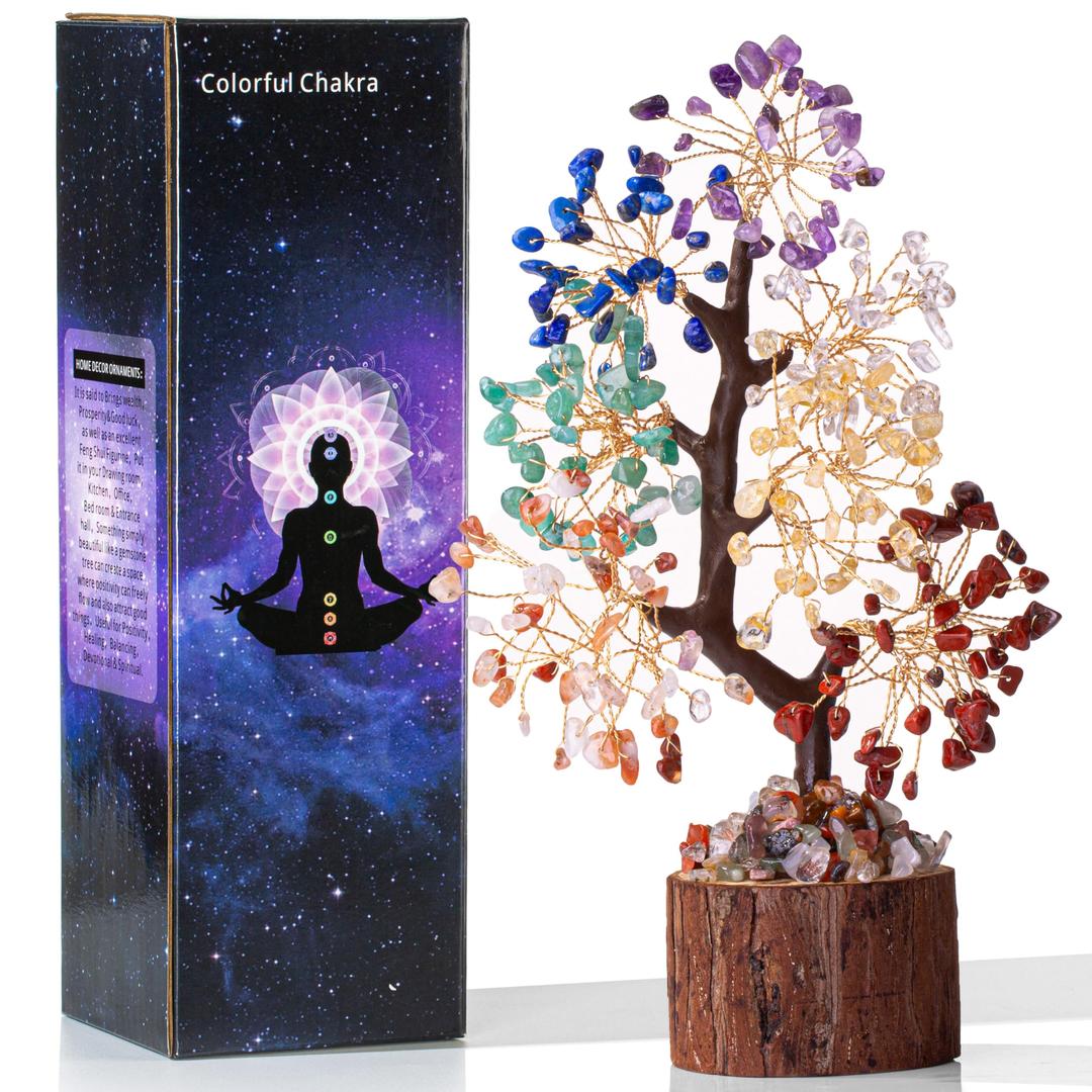 MAIBAOTA7 Chakra Tree Crystal Tree for Positive Energy Home Office Desk Decor for Women Crystal Gifts for Women Christmas Crystal Decor Crystal Tree of Life for Meditation