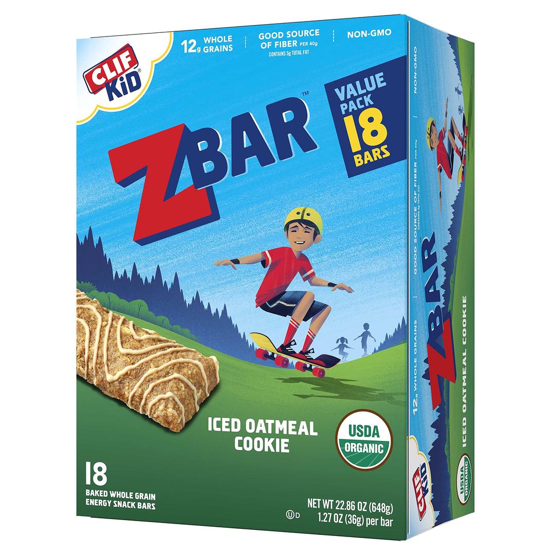 CLIF KID ZBAR - Organic Granola Bars - Iced Oatmeal Cookie - Non-GMO - Organic -Lunch Box Snacks (1.27 Ounce Energy Bars, 18 Count)