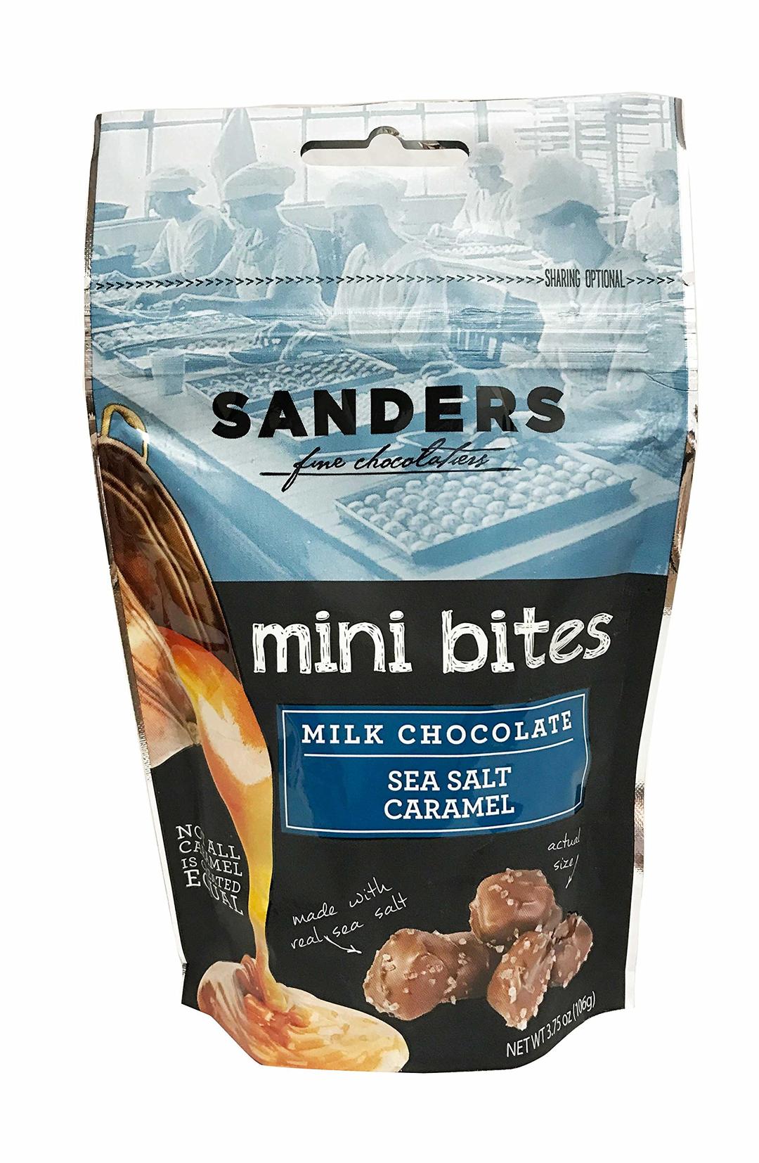 SandersFine Chocolates Milk Chocolate Sea Salt Caramel Mini Bites, 3.75 oz.