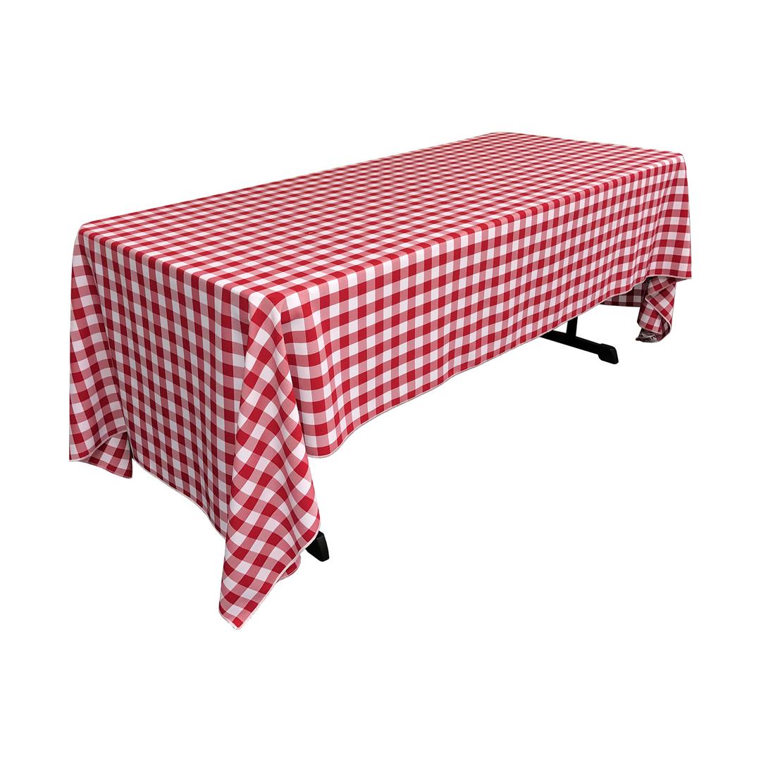 LA Linen Checkered Tablecloth, 60 by 120-Inch, Red