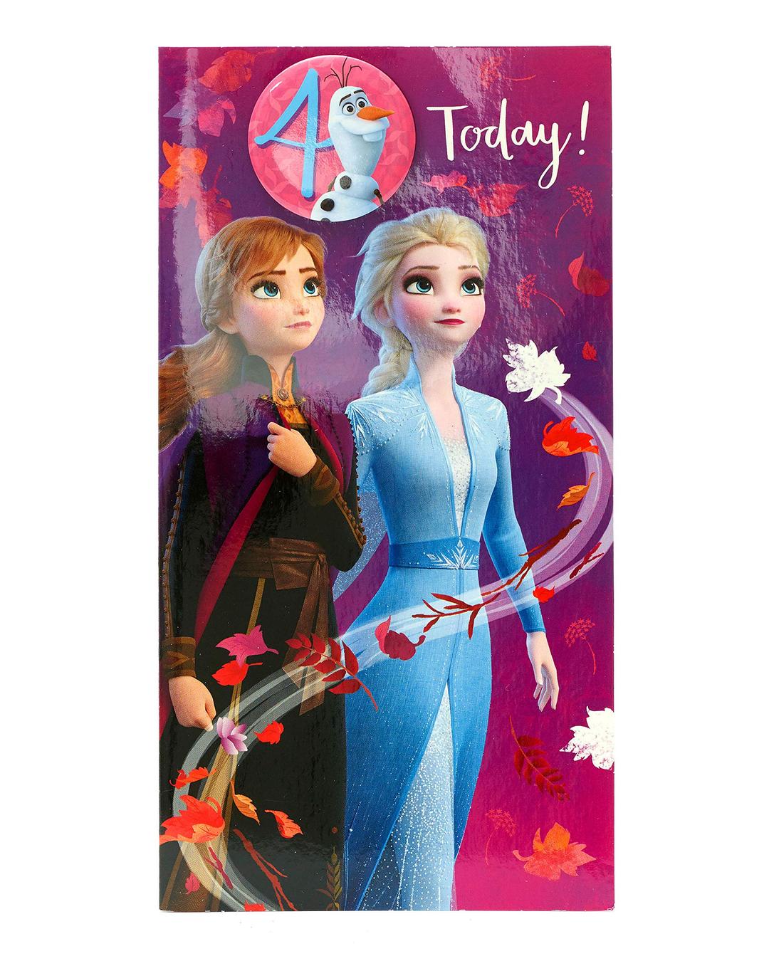 4th Birthday Card - Frozen 2 Birthday Card - Girls Birthday Card - Featuring Princess Anna, Princess Elsa and Olaf