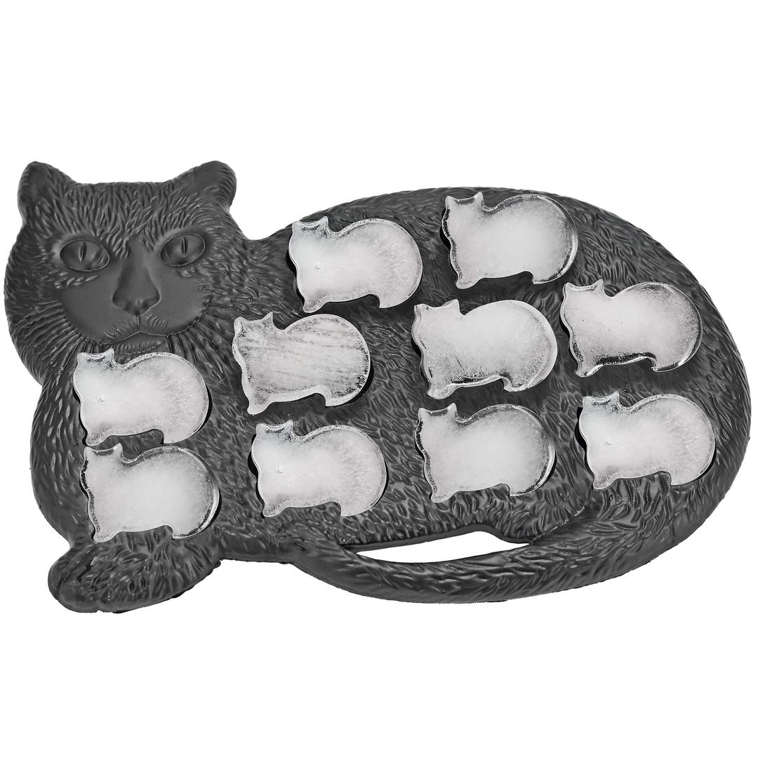 Fairly Odd Novelties Cat Shaped Ice Cube Tray - Purr-fect for Cat Lovers, Fun Animal Replica Mold for Parties, Makes 10 Cute Cubes, Dishwasher Safe