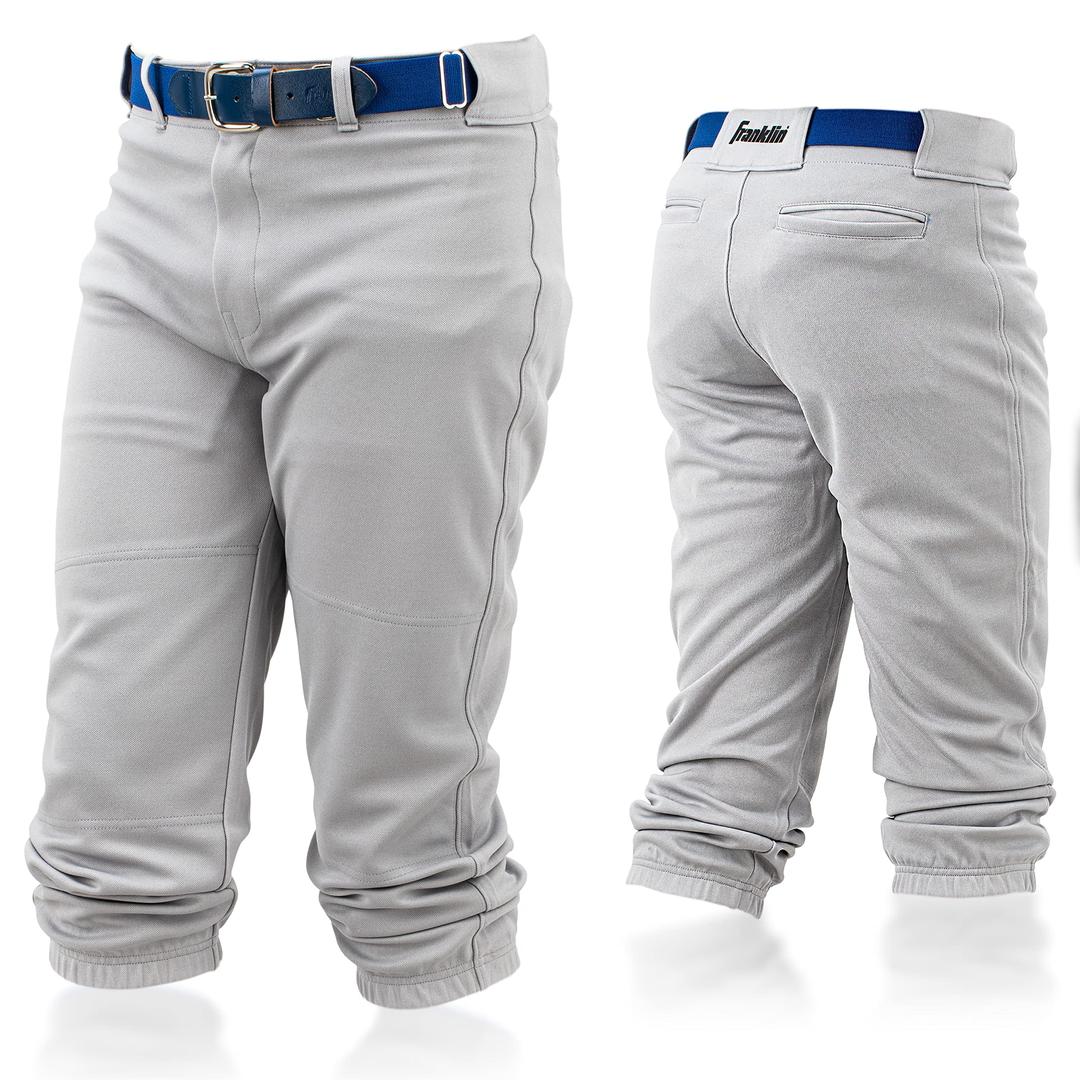 Franklin Sports Youth Baseball + Softball Pants - Knee High + Relaxed Fit Kids Baseball Pants - White, Black + Grey Pants