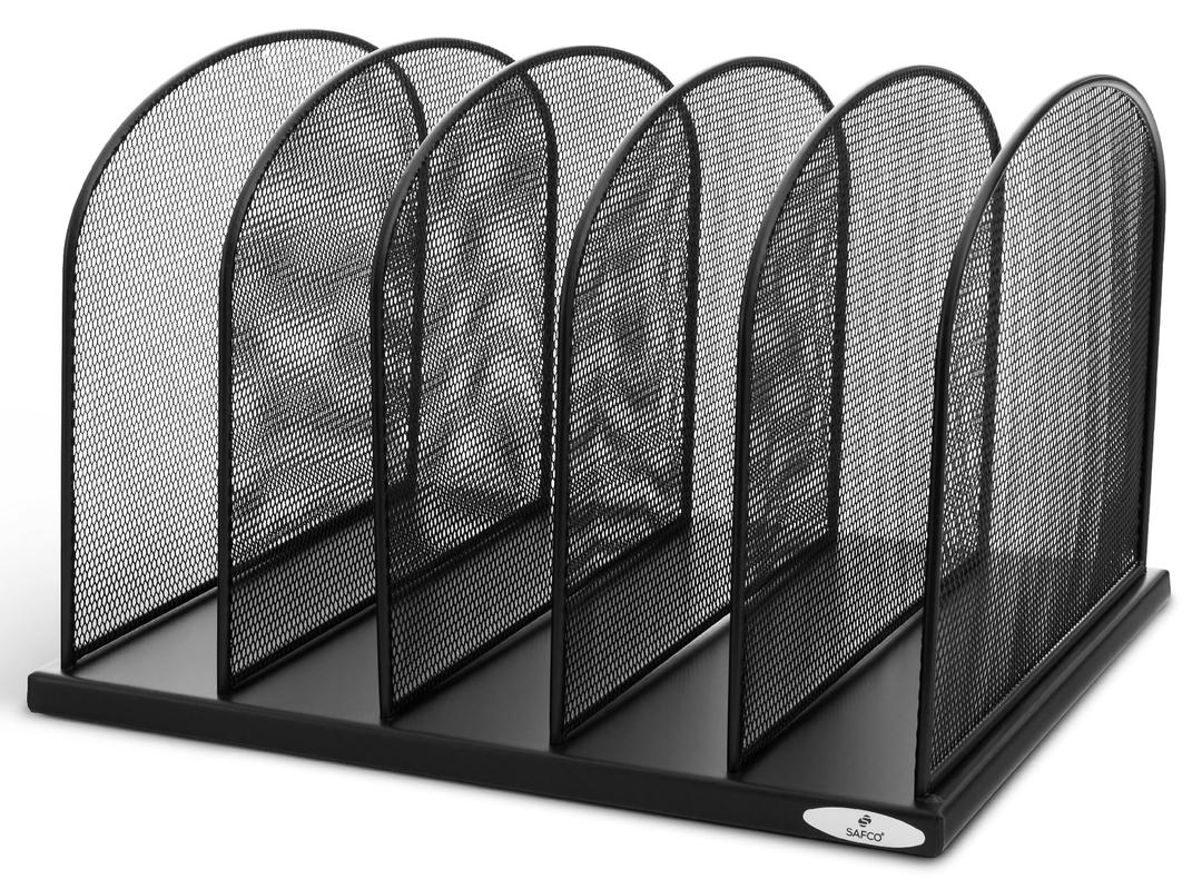 SafcoOnyx Mesh 5 Sort Vertical Desktop Organizer, Space-Saving, Paper and Accessory Organizer with Black Powder Coating, Perfect for Home, Office and Classroom Organization