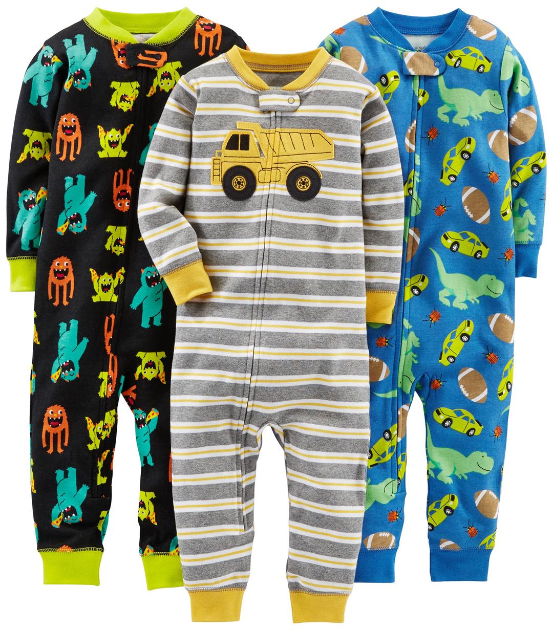 Simple Joys by Carter'sKids' 3-Pack Snug Fit Footless Cotton Pajamas