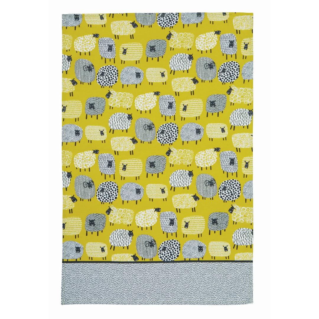 Ulster Weavers Dotty Sheep Tea Towel - 100% Cotton - With Cute Animal Hand Drawn Design, Yellow - Kitchen and Cooking Gifts for Bakers & Chefs - Homeware & Kitchenware Range