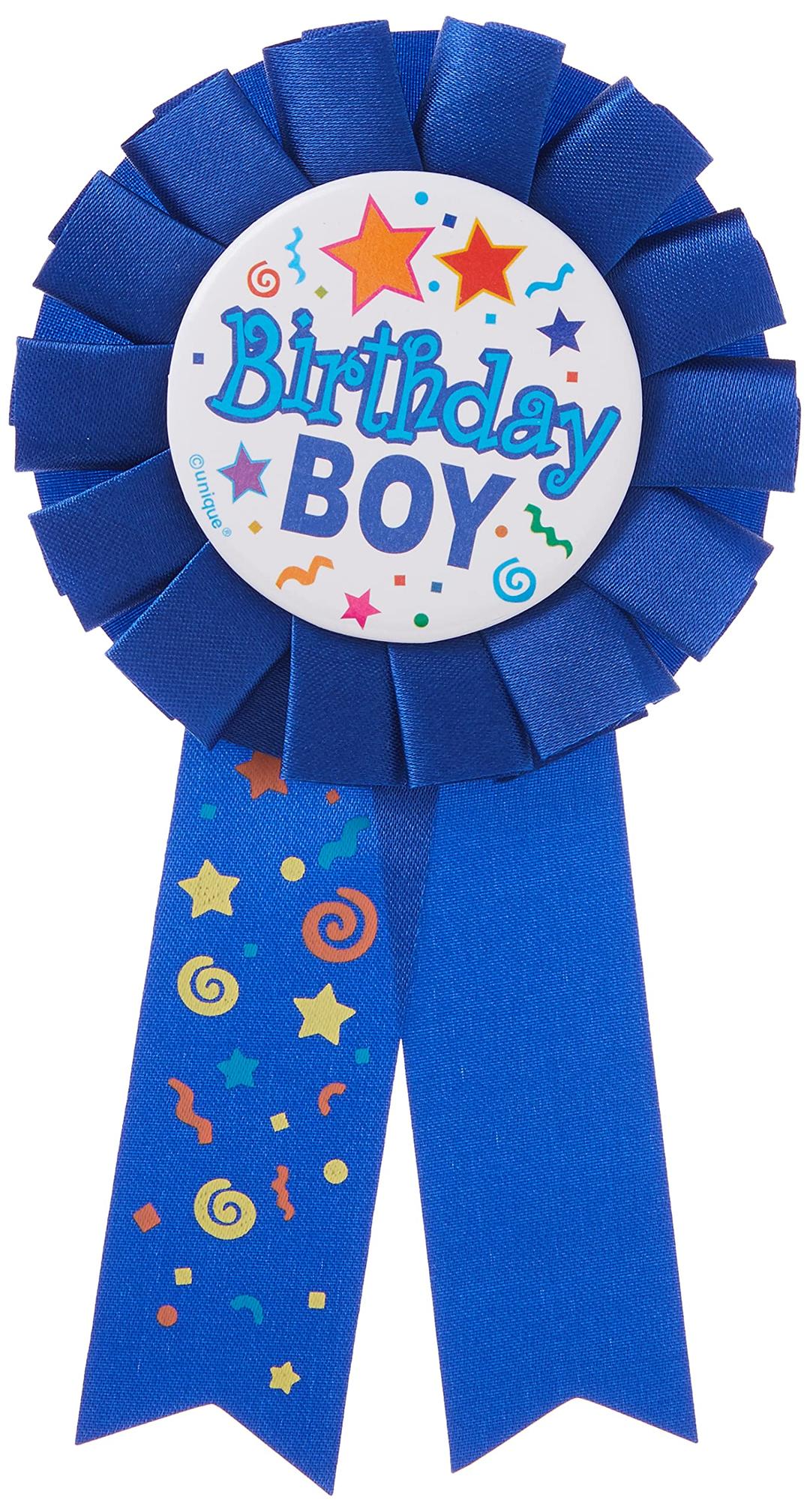 Birthday Boy Blue Fabric Award Badge - 7" (1 Pc) - Perfect Celebration Accessory for Unforgettable Party