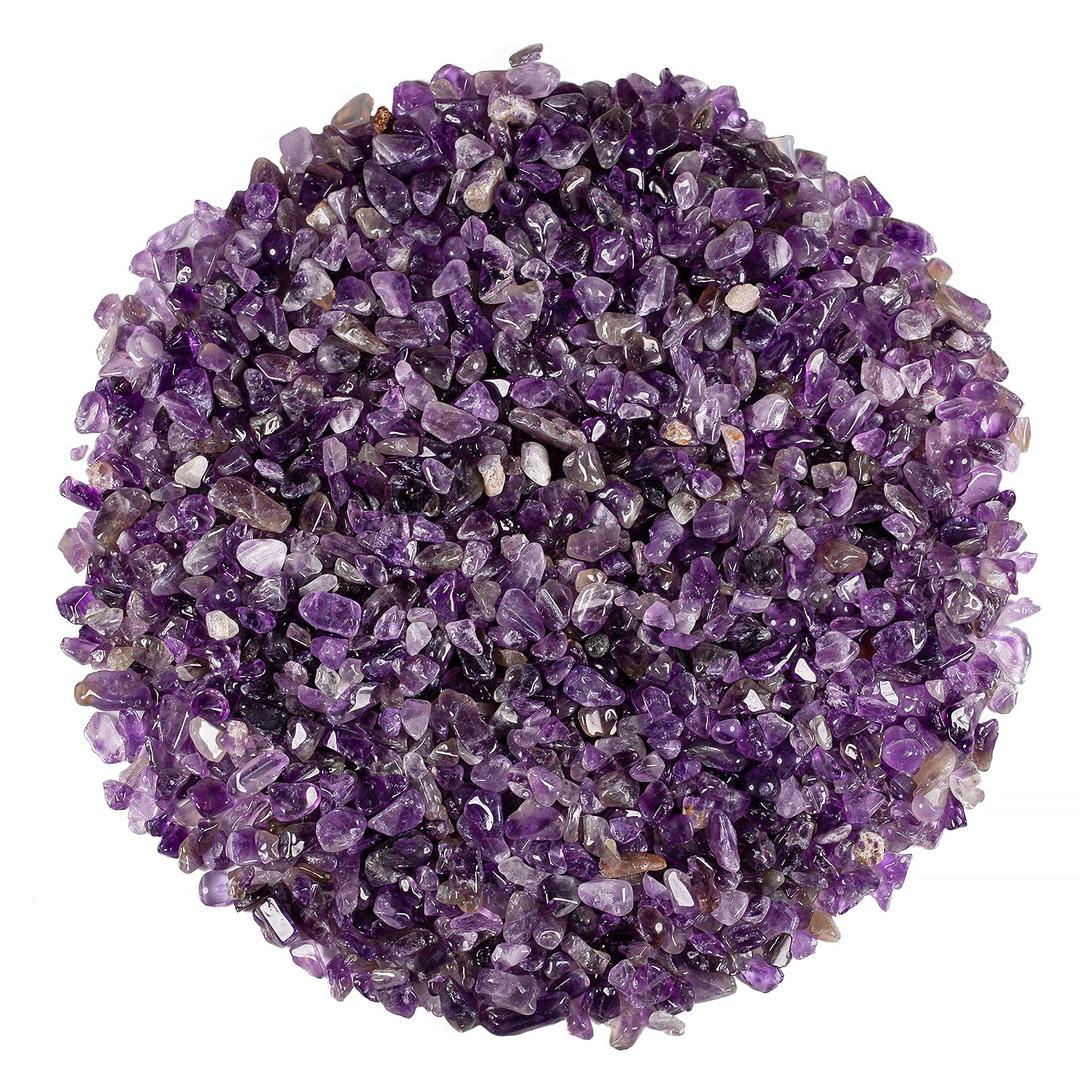 SUNYIK Amethyst Tumbled Chips Stone Crushed Crystal Quartz Pieces Irregular Shaped Stones 1pound(about 460 gram)